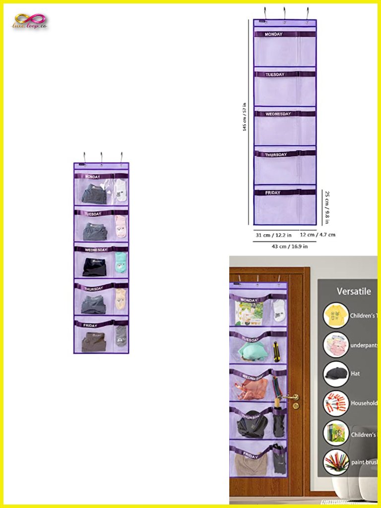 Kids Hanging Closet Organizer 5 Day School Clothes Storage W/ Hooks